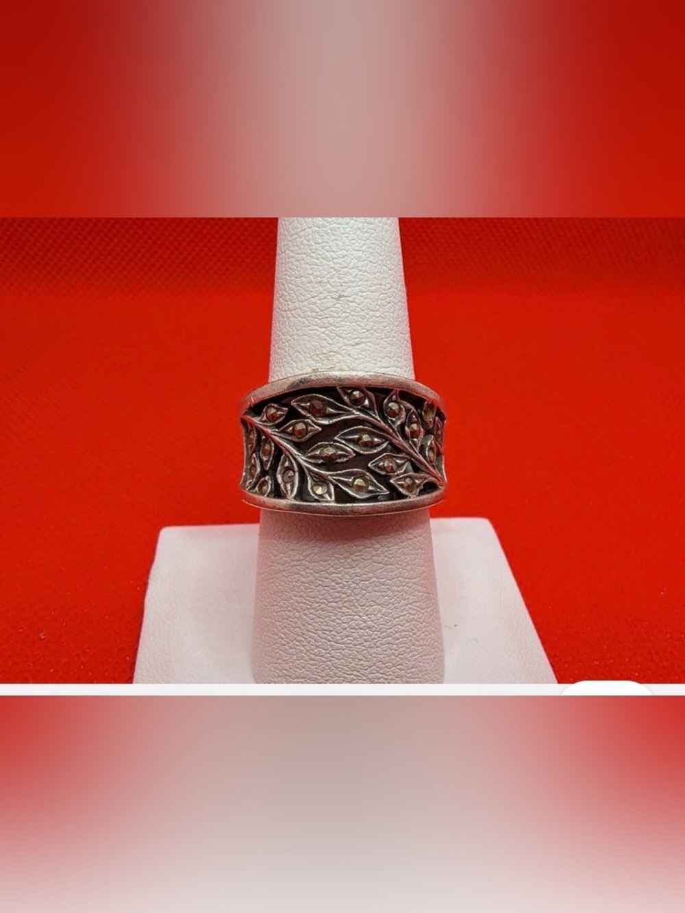 Vintage Roma Sterling Silver 925 Floral Leaf Vine Band Ring